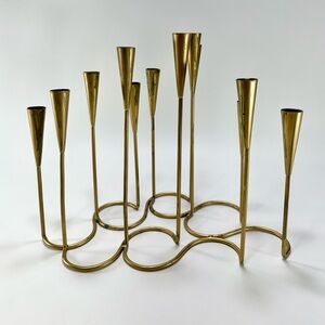 Rare Vintage 1960s Bronze 12 Candlestick Holder Mid Century Modern Centerpiece